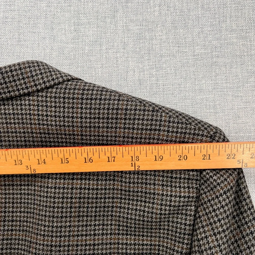 VTG 90s Jos A Bank Houndstooth Wool Blazer Sport Coat Men 48R Brown Ivy Academia